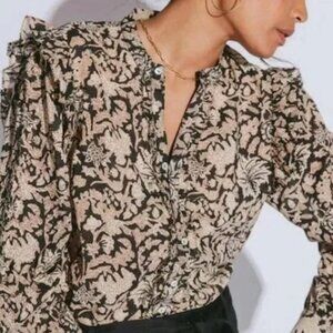 Cleobella Floral Ruffle Cotton Blouse